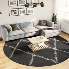 Vidaxl Košata preproga PAMPLONA moderna črna in krem Ø 280 cm