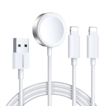 Joyroom 3v1 Kabel USB-A kabel z indukcijskim polnilnikom + 2x iPhone Lightning 1,2 m bel