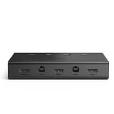 Ugreen KVM stikalo Tipkovnica Video miška 4x HDMI 4x USB 4x USB-B črno
