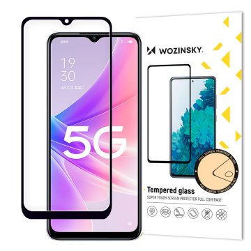 WOZINSKY 9H kaljeno steklo za celoten zaslon Oppo A77 4G / A57 4G / A57s / A57e z okvirjem Case Friendly črno