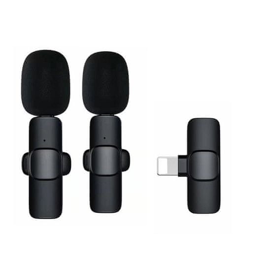 TIMMLUX 2x brežični mikrofon za pametni telefon Lighting za vloge, TikTok, facebook, YouTube črn