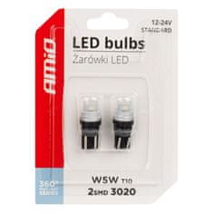 AMIO Avto LED sijalka T10 W5W 360 Pure Light 2x3020 SMD 12/24V 2 kosa