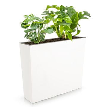 botle Cvetlični lonec z vložkom gladka struktura bela 58x18x50 cm balkonski cvetlični lonec Plastika