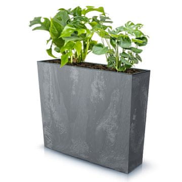 botle Cvetlični lonec z vložkom Betonski učinek temno siva 58x18x50 cm Balkonski sadilnik Plastika