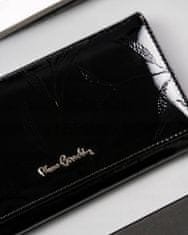 Pierre Cardin Velika ženska denarnica na lak z motivom listov, naravno usnje