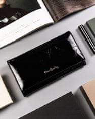 Pierre Cardin Velika ženska denarnica na lak z motivom listov, naravno usnje