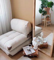 Atelier Del Sofa 1-sedežna raztegljiva kavč postelja, zložljiva Teddy - kremasta