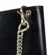 Peterson Črna usnjena moška denarnica z verižico