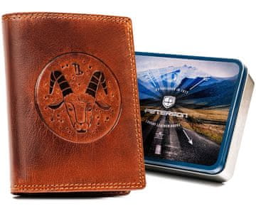 Peterson Velika, usnjena moška denarnica z reliefnim zodiakalnim znakom