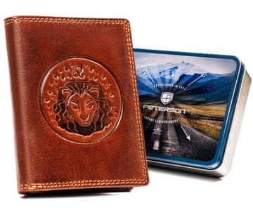 Peterson Velika, usnjena moška denarnica z reliefnim zodiakalnim znakom