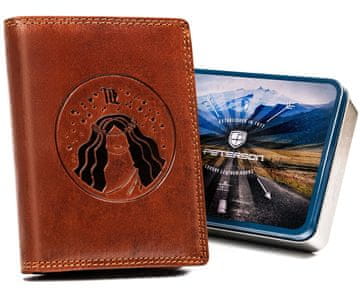 Peterson Velika, usnjena moška denarnica z reliefnim zodiakalnim znakom