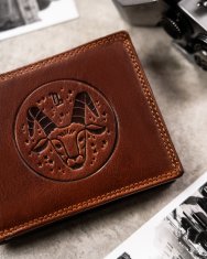 Peterson Velika, usnjena moška denarnica z reliefnim prikazom zodiakalnega znamenja