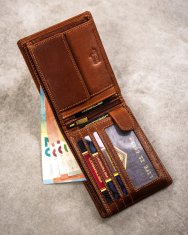 Peterson Velika, usnjena moška denarnica z reliefnim prikazom zodiakalnega znamenja
