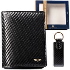 Peterson Moški karbonski set z denarnico in obeskom za ključe