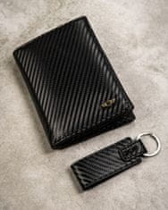 Peterson Moški karbonski set z denarnico in obeskom za ključe
