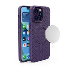 HURTEL Etui pokrowiec plecionka do iPhone 15 Pro z MagSafe Woven Case fioletowy