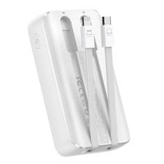 Joyroom Mini powerbank 10000mAh z vgrajenimi kabli JR-PBC06 30W bela