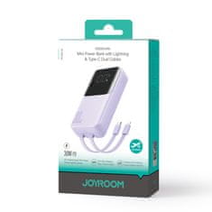 shumee Powerbank 30W 10000mAh z vgrajenim kablom iPhone Lightning in USB-C vijolična