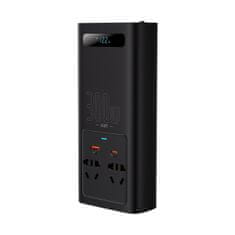 BASEUS Avtomobilski pretvornik napetosti 12V - 220V IGBT 300W (vtič CN/EU) črn
