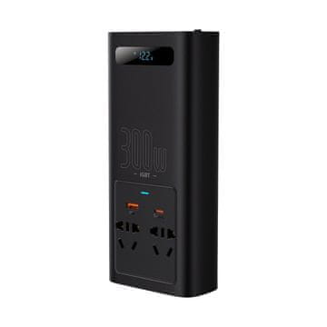 shumee Avtomobilski pretvornik napetosti 12V - 220V IGBT 300W (CN/EU vtič) črn