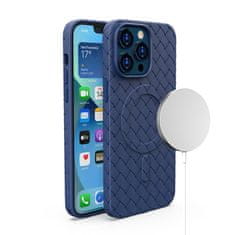 HURTEL Etui pokrowiec plecionka do iPhone 15 Pro z MagSafe Woven Case granatowy