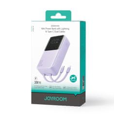 shumee Mini power bank 20000mAh z vgrajenimi kabli JR-PBC07 30W svetlo vijoličen