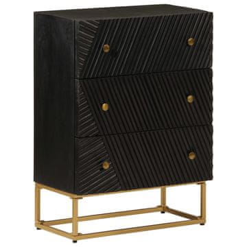 shumee Predalnik črn 55x30x76 cm trden mangov les in železo
