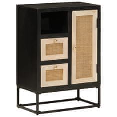 Greatstore Komoda črna 55x30x76 cm trden mangov les in železo