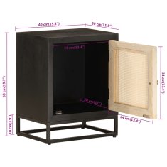 Greatstore Nočna omarica črna 40x30x50 cm trden mangov les in železo