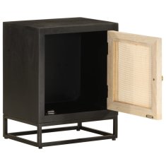 Greatstore Nočna omarica črna 40x30x50 cm trden mangov les in železo