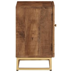 Greatstore Nočna omarica 40x30x50 cm trden mangov les in železo