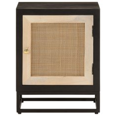 Greatstore Nočna omarica črna 40x30x50 cm trden mangov les in železo