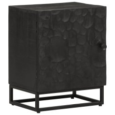 Greatstore Nočna omarica črna 40x30x50 cm trden mangov les in železo