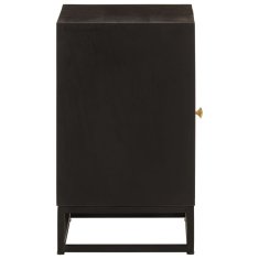 Greatstore Nočna omarica črna 40x30x50 cm trden mangov les in železo