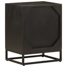 Greatstore Nočna omarica črna 40x30x50 cm trden mangov les in železo
