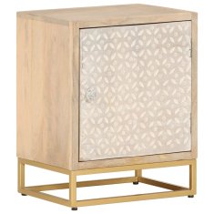 Greatstore Nočna omarica 40x30x50 cm trden mangov les in železo