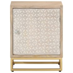 Greatstore Nočna omarica 40x30x50 cm trden mangov les in železo