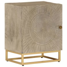 Greatstore Nočna omarica 40x30x50 cm trden mangov les in železo