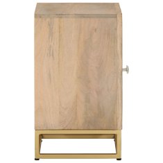 Greatstore Nočna omarica 40x30x50 cm trden mangov les in železo