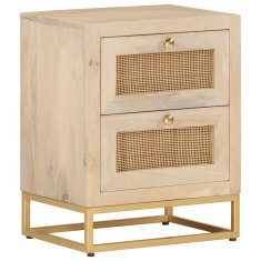 Greatstore Nočna omarica 40x30x50 cm trden mangov les in železo