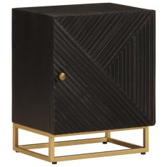 Greatstore Nočna omarica črna 40x30x50 cm trden mangov les in železo