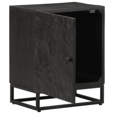 Greatstore Nočna omarica črna 40x30x50 cm trden mangov les in železo