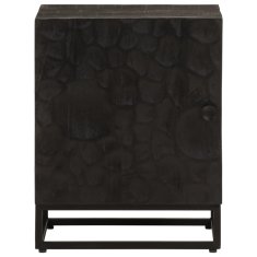 Greatstore Nočna omarica črna 40x30x50 cm trden mangov les in železo