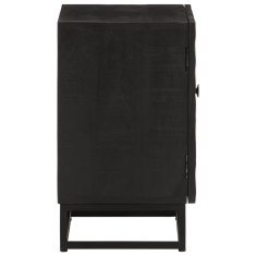 Greatstore Nočna omarica črna 40x30x50 cm trden mangov les in železo