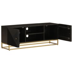 shumee TV omarica črna 110x30x40 cm trden mangov les in železo