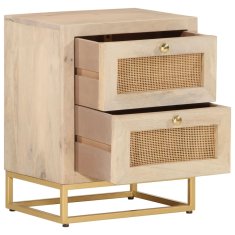 Greatstore Nočna omarica 40x30x50 cm trden mangov les in železo