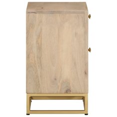 Greatstore Nočna omarica 40x30x50 cm trden mangov les in železo
