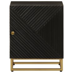 Greatstore Nočna omarica črna 40x30x50 cm trden mangov les in železo