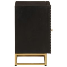 Greatstore Nočna omarica črna 40x30x50 cm trden mangov les in železo