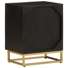 Greatstore Nočna omarica črna 40x30x50 cm trden mangov les in železo